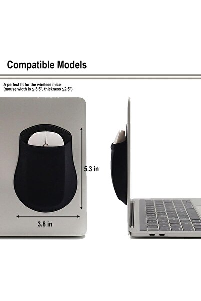 fulina Reusable Adhesive Universal Stick-On Mouse Pouch，Computer Mouse Holder Pocket Pouch for Laptop，T