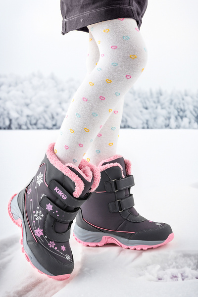 Kiko Kids Kartanesi Cırtlı Kız Çocuk Kar Bot Soğuk Suya Dayanıklı