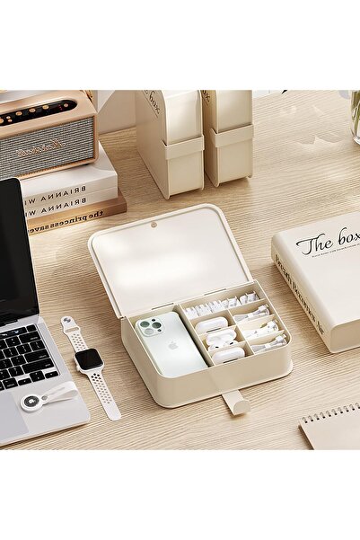 fulina Data Cable Organiser, Desktop/Drawer Storage, Flip Lid Design, Dust and Moisture Resistant, Compartm