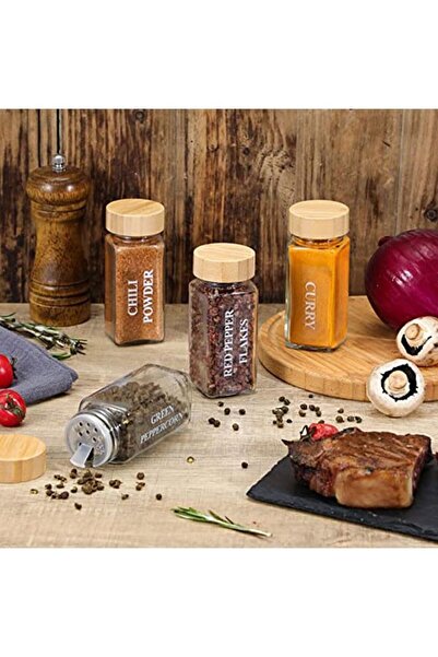 fulina 24 Pcs Spice Jars with Labels Glass Spice Jars with Bamboo Lids, Minimalist Farmhouse Spice Labels S