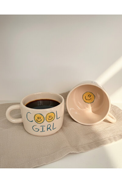 woness studio Smile Cool Girl Motto Handmade Ceramic Large Mug