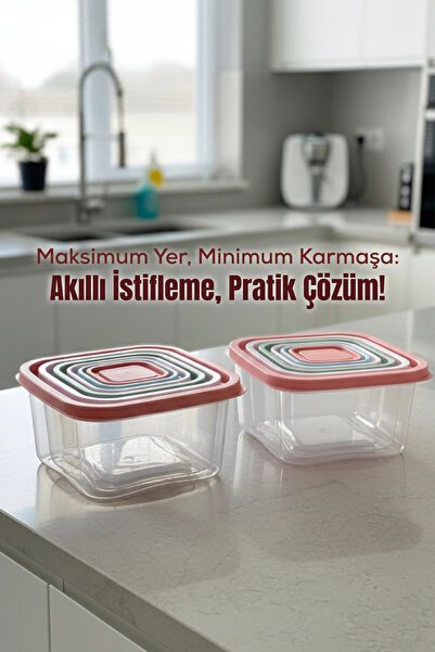 Vienev Set of 12 Square Storage Containers with Colored Lids – Kitchen Storage Box