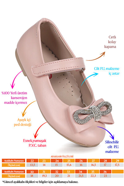 Kiko Kids Bowtie Bowtie Stoned Velcro Girls' Ballerina Shoes