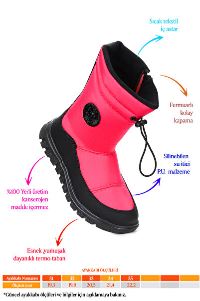 Kiko Kids Nuh Fermuarlı Kız/Erkek Çocuk Kar Botu Ayakkabı