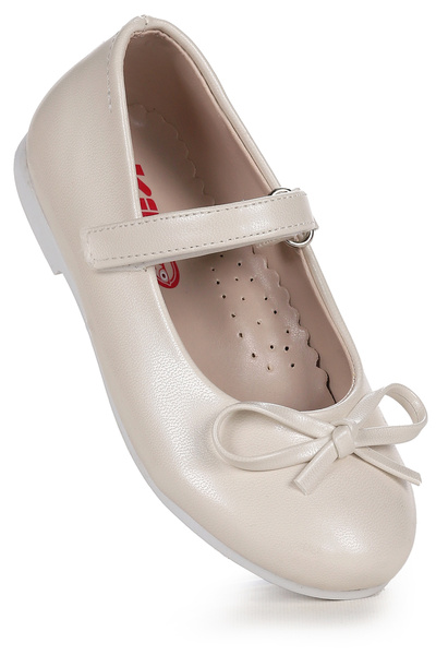Kiko Kids Barbe Skin Bow Velcro Girls' Ballerina Shoes