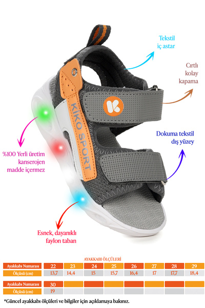 Kiko Kids 101 Lighted Girl/Boy's Velcro Sandals Shoes