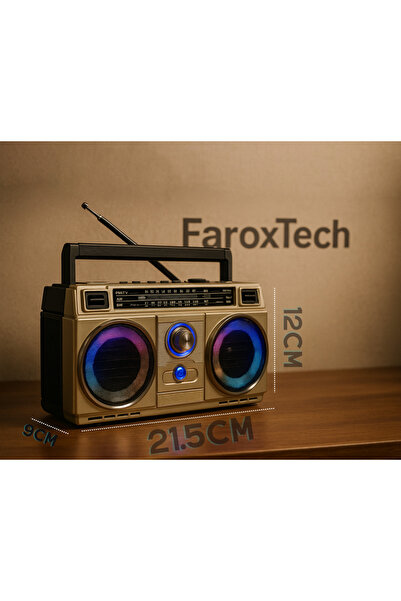 Trendup FaroxTech Retro Radyo RGB Işıklı Gücünde Kaliteli Yüksek Sesli Çift Hoparlör