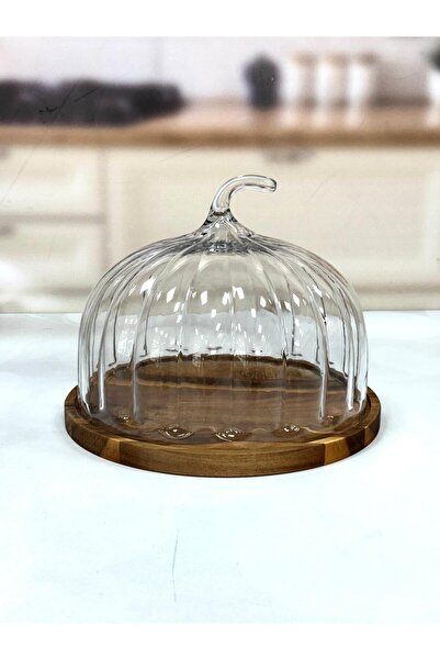 MİEN Akasya Standlı Ayaksız Model Cam Fanus 31 Cm TKEBT Şeffaf