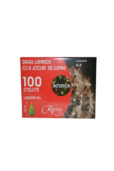 regency Christmas string lights, 100 white star bulbs, 8 light modes, 5 m