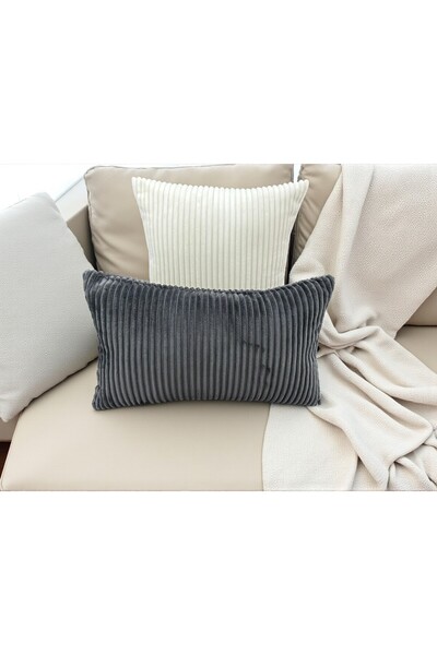 HHKARTS Velvet Throw Pillow Cover Striped Decorative Pillowcase, Modern Design