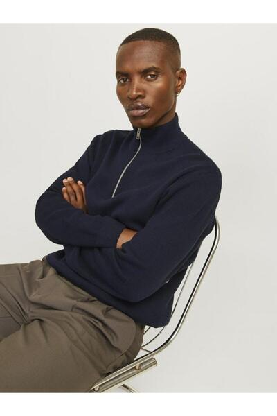 Jack & Jones Jack Jones Blamiloan Zippered Collarrelax Fit Men's Sweater 12259664