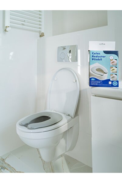 KIDSCENTER Foldable toilet seat for children, includes reusable carrying bag, gray