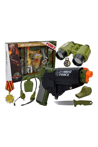 LeanToys Children's army play set with toy pistol, holster, binoculars and accessories - 7865