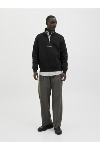 Jack & Jones سترة رياضية رجالية من جيسوهو بسحاب ربعي طراز 12278793 باللون الأسود