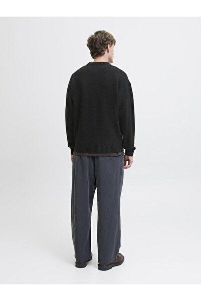 Jack & Jones Men's Black Jjesoho Ollie Knit Crew Neck Sweater & Cardigan 12278924-Black