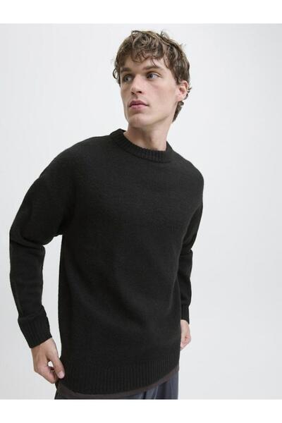 Jack & Jones Men's Black Jjesoho Ollie Knit Crew Neck Sweater & Cardigan 12278924-Black
