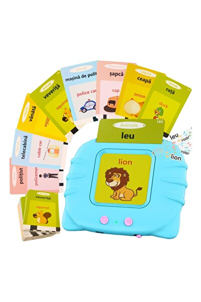 Gimihome Joc de învățare a cuvintelor în limba engleză cu 112 fișe și cititor audio, 384 de cuvinte, vârstă 2+, albastru