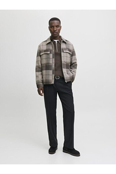 Jack & Jones Men's Brown Jprblamilano Stitch Knit Zip Polo Sweater & Cardigan 12281743-Delicioso