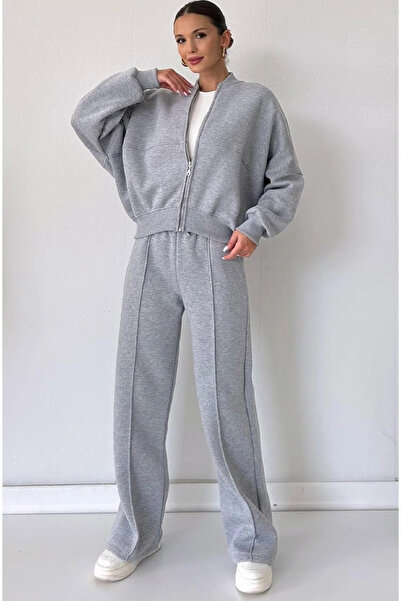 My Blog Light Gray Tracksuit Set - 8001