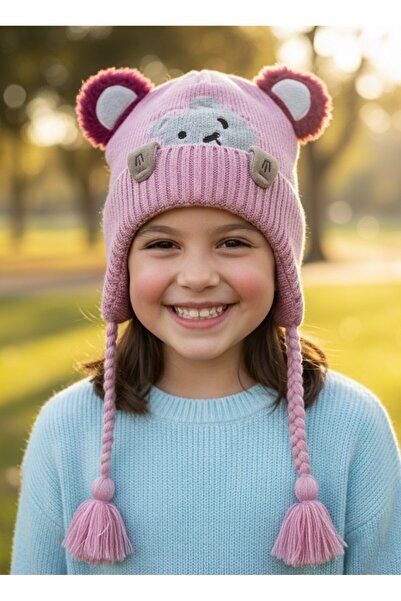 Kitti 4-8 Yaş Kız Çocuk Polarlı Bere