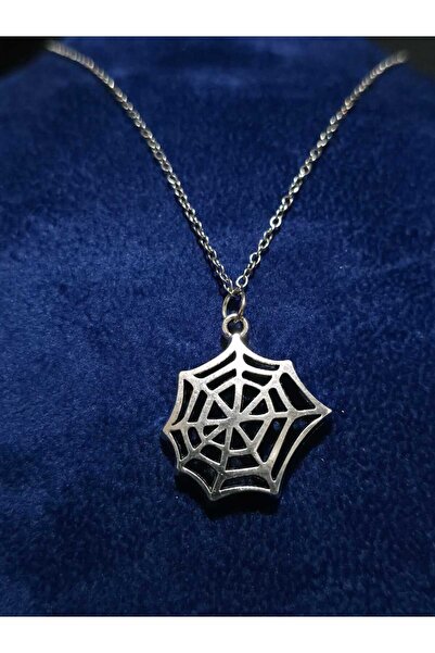 sarıyer silver قلادة فولاذية على شكل شبكة عنكبوت لعيد الهالوين