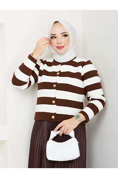 exxitcollection Γυναικείο Μαντίλι Πλεκτό Ζακέτα Πλισέ Φούστα Διπλό Σετ