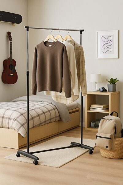 UnicSpot Simple clothes stand, black, 85x43x95-160 cm