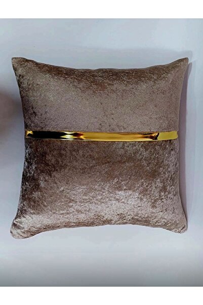 Keremhome Altın Şeritli Kadife Yastık kılıfı