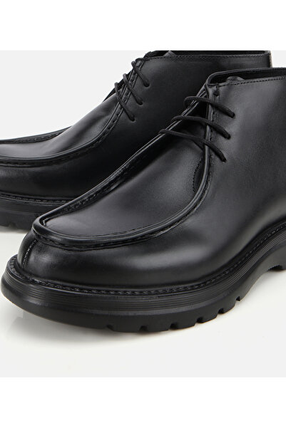 Hotiç Erkek Deri Siyah Yumuşak Dokulu Kalın Tabanlı Klasik Bot