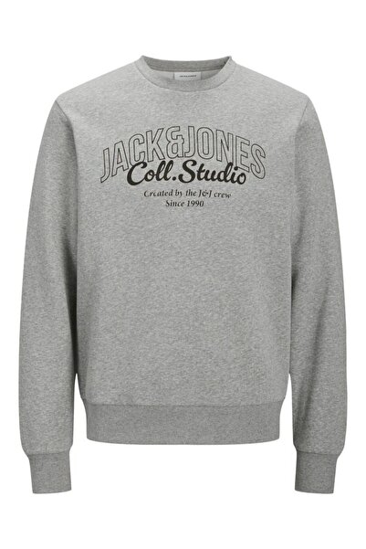 Jack & Jones Men's Gray Jjmakoto Sweat Crew Neck Sweatshirt 12278601-Lightgrey