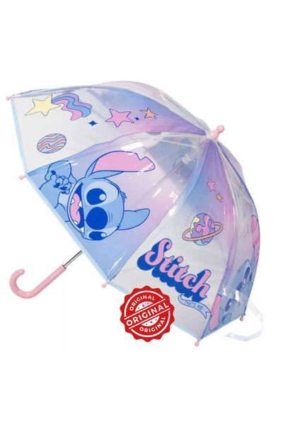 Disney Transparent umbrella for children, handmade, Stitch Pastel, Ø72 cm, 220 gr, official Disney® license