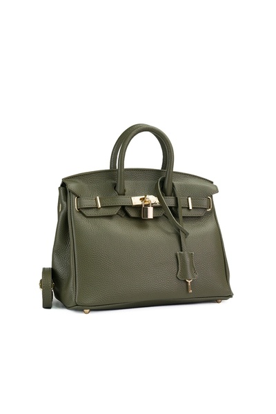 Posete Fagaras Poseta Piele Mini Edith - Kaki, 1 Compartiment, 3 Buzunare, Ba...