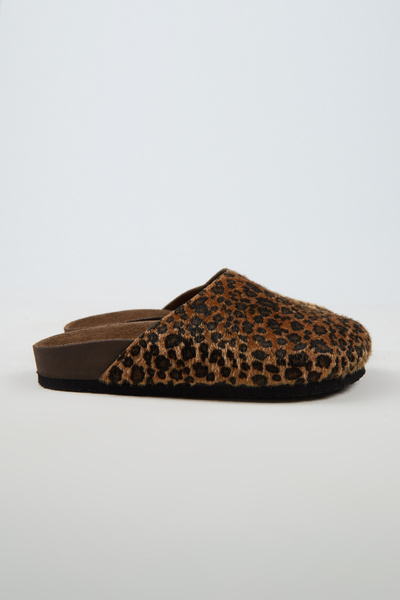 no miento Tonala Women's Vegan Leather Buckle Leopard Sabo Slippers