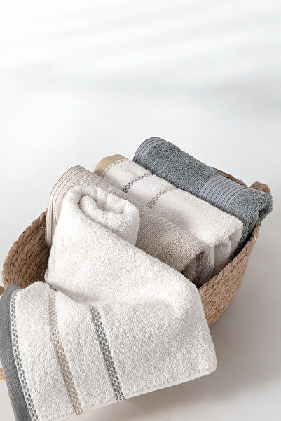 Yataş Harmony 4-Piece Hand / Face Towel Set - Gray / Beige