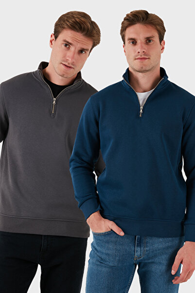 Buratti Pamuklu Regular Fit Dik Yaka 2'li Paket Sweat Erkek SWEAT 59052592S2