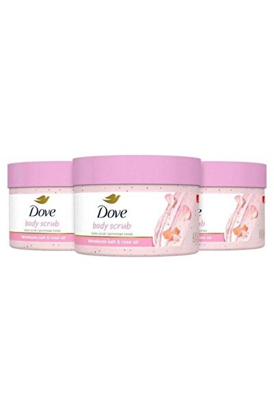 Dove مقشر للجسم بملح الهيمالايا وزيت الورد، عبوة من 3 قطع