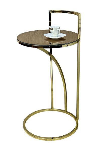 LONART CONCEPT Vip Koltuk İçine Giren C Yan Sehpa Metal İskelet Ayna Üst