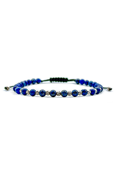 Velar Bracelets Bratara din Snur cu Lapis Lazuli si Bile din Argint 925