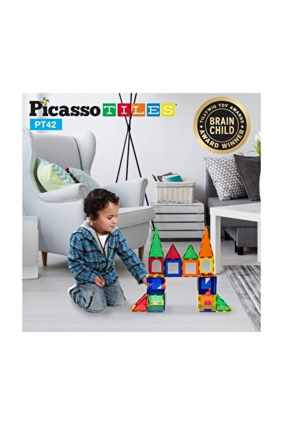 PicassoTiles Magnetic building set, Picasso Tiles, 42 pieces, 6 different shapes