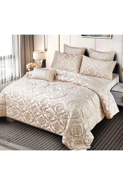 JOJO HOME Jacquard Cotton Bed Linen Set with Jacquard Duvet and Pillow – 7 pieces