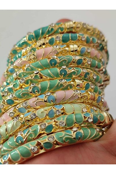 FLORAS JEWELRY Taşlı Mineli Zarif Tasarım Kelepçe Bileklik 1 Adet (Rastgele Gönderim)