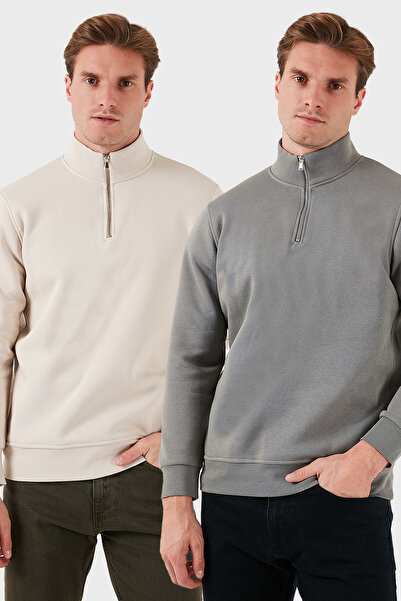 Buratti Cotton Regular Fit Stand Collar 2-Pack Sweat Men's Sweat 59052592S2