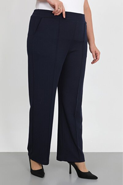 By Alba Collection Women's Dark Blue Classic Leggings with Elastic Waist