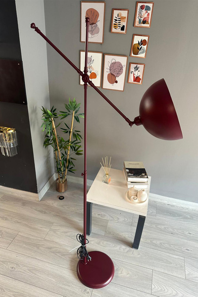 Bamyum Dimmerli Işığı Ayarlanabilen Işığı Artırılıp Azaltılabilen Vişne Çürüğü Metal Lambader