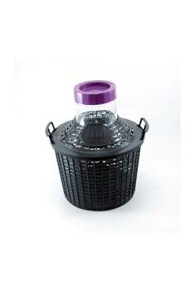 Gimihome 10L glass demijohn with wide mouth, plastic basket and protective cap