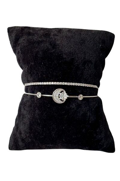 Uretti - سوار ملكي 9215 مرصع بحجر الزركون على شكل نجمة وهلال وطريق مائي