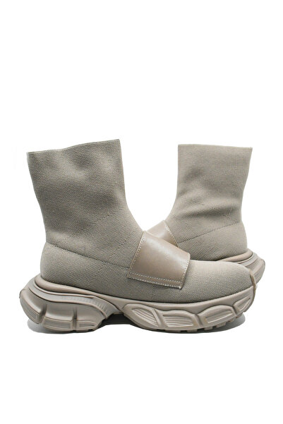 FRANCO GERARDO women's knitted ankle boots, grey, textile, leather strap (FNX 8010)