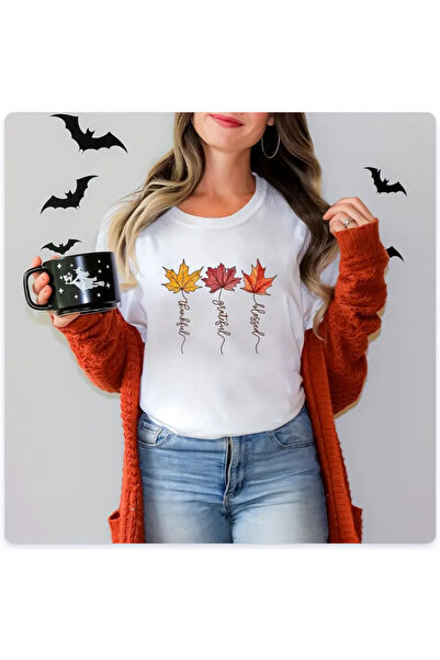 wonderbb Tricou dama 100% bumbac "Blessed" Alb