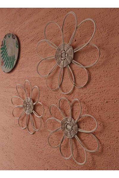 Fesleğence dekor Rattan 3'lü Bohem Duvar Süsü Duvar Tabağı