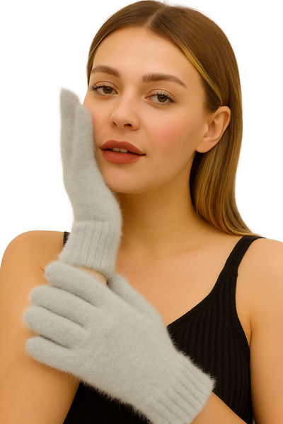 CapZone قفازات نسائية رمادية من القطيفة - قفازات شتوية دافئة ذات ملمس ناعم